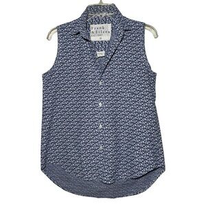 Frank & Eileen Fiona Sleeveless Button-Up Shirt XS Floral Blue White Relaxed